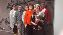 Hallitus 2019, puh.johtaja Maaret Lemmetti. 
Oikealta Keijo Laine, kukitettu Sirkka Raikkonen, Maaret, 
Raija Ruotsalainen, Timo Kujala, Liisa Ojala.       
14.12.2019